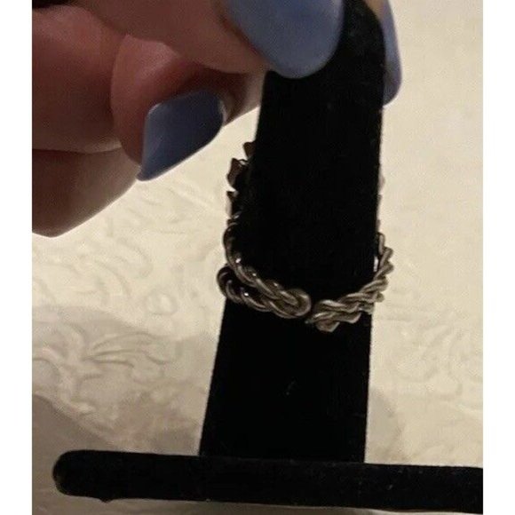 Vintage Ring Estate West Germany Smokey Gray Glass Twisted Rope Adjustable Band - Picture 3 of 3